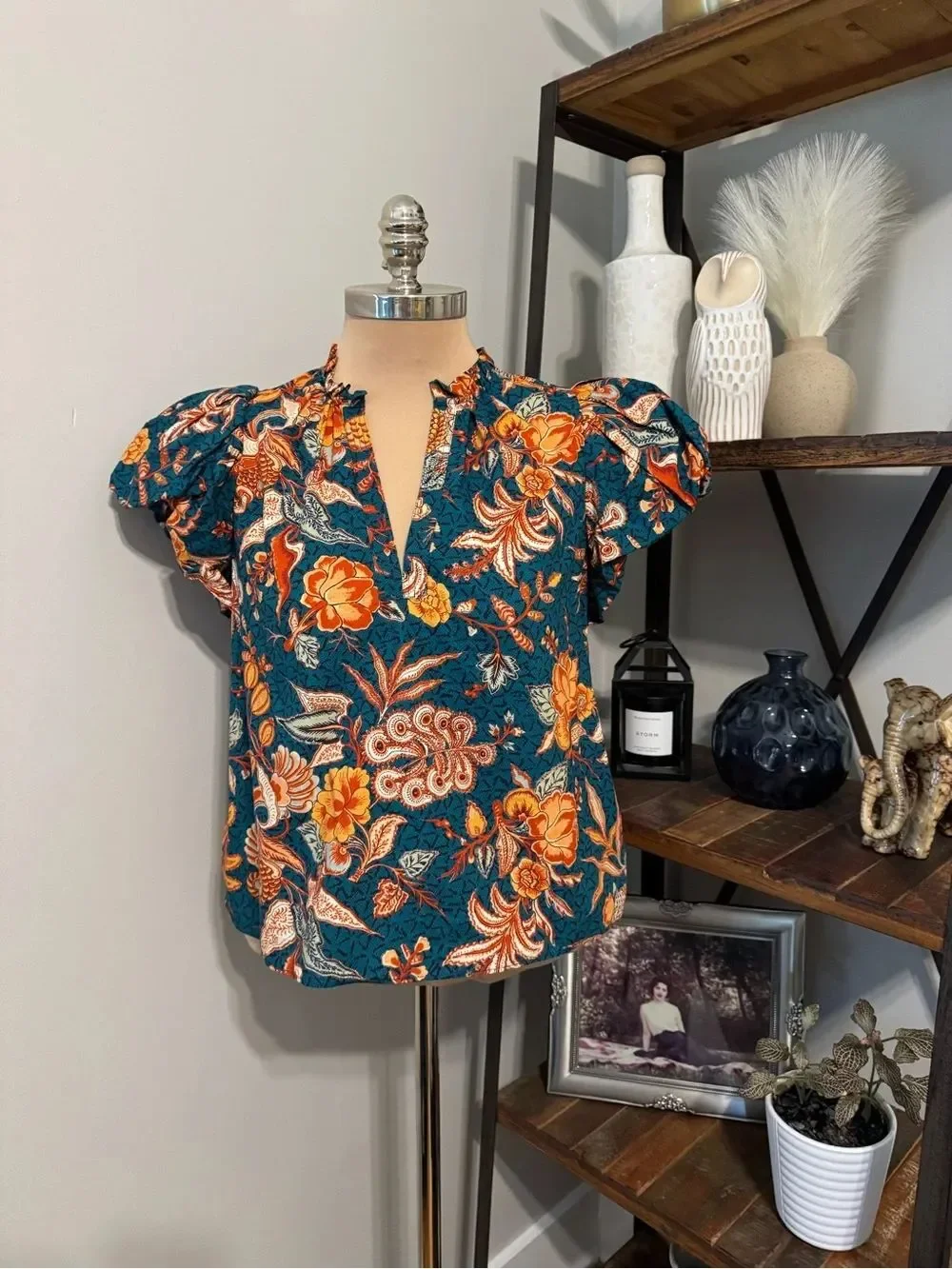 Ulla Johnson Women’s Evelyn Top Delphinium Print Size 4 100% Cotton